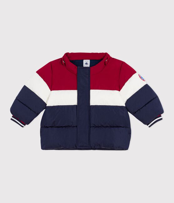 Babies' light plain colourblock puffer jacket SMOKING blue/MULTICO white