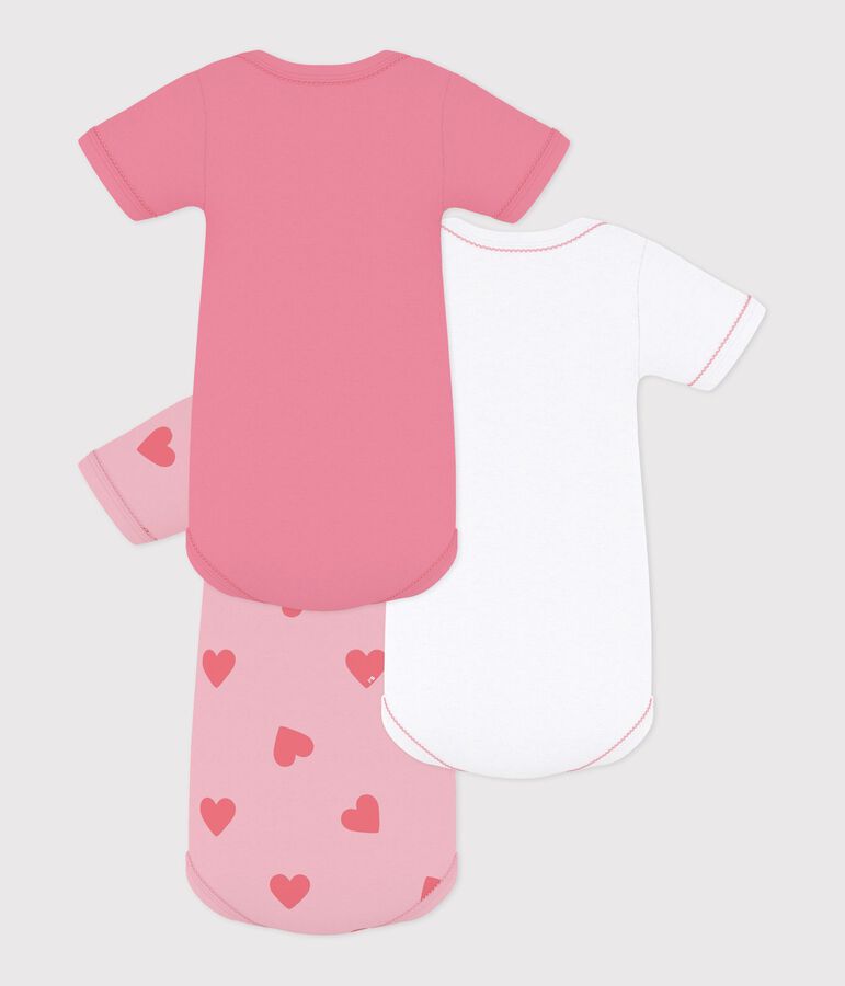 Pack of babies' short-sleeved heart print cotton bodies multicolor