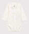Babies' Organic Cotton Bodysuit with Embroidered Collar MARSHMALLOW white