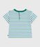 Babies' short-sleeved stripy cotton T-shirt white/multicolor