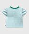 Babies' short-sleeved stripy cotton T-shirt white/multicolor
