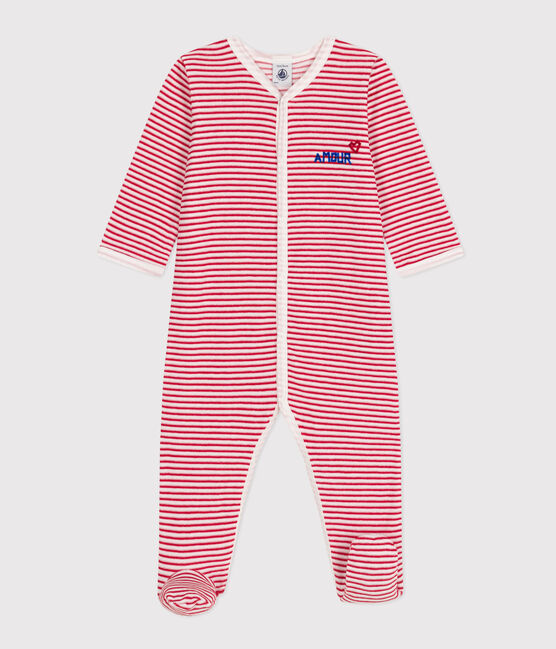 Babies' Love Patterned Velour Pyjamas MARSHMALLOW red/CORRIDA white