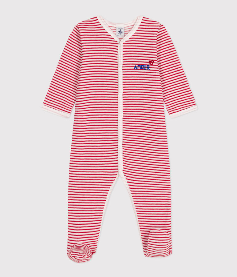 Babies' Love Patterned Velour Pyjamas white/red
