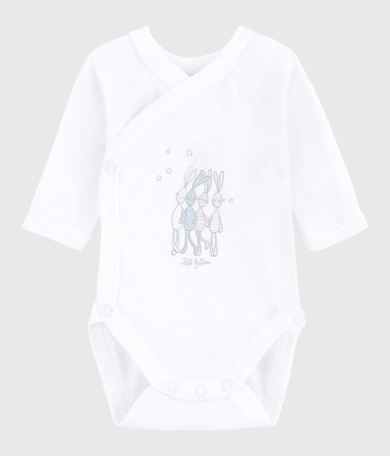 Unisex Babies' Short-Sleeved Wrapover Bodysuit ECUME white