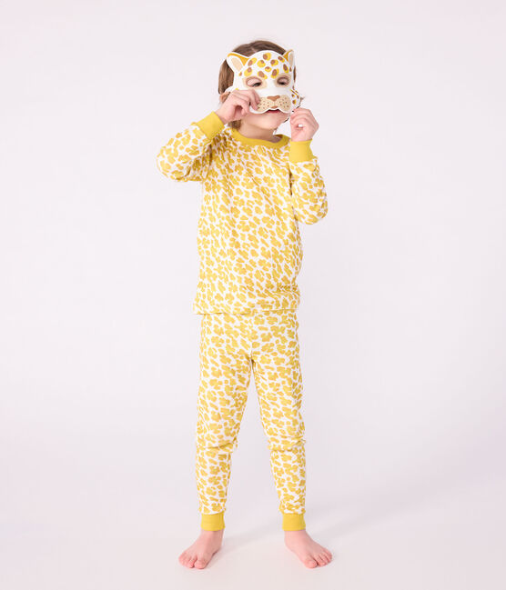 Children's leopard print cotton fancy dress pyjamas MARSHMALLOW white/MULTICO white