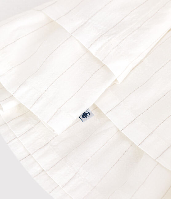 Babies' short-sleeved lightweight cotton dress for special occasions ECUME white/ARGENT
