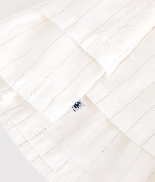 Babies' short-sleeved lightweight cotton dress for special occasions white/grey