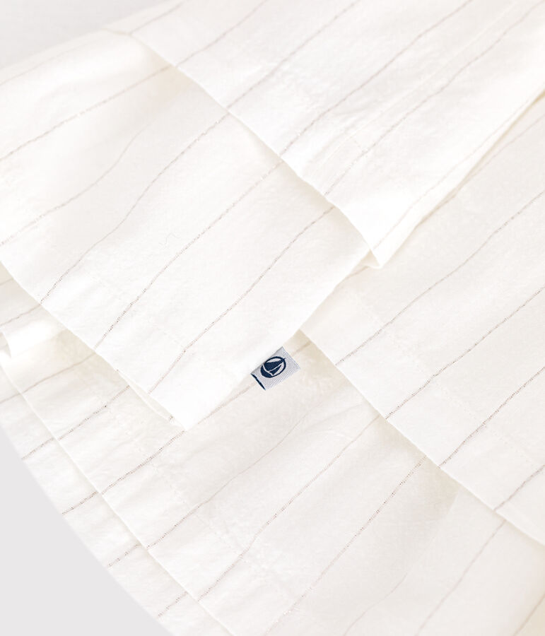 Babies' short-sleeved lightweight cotton dress for special occasions white/grey