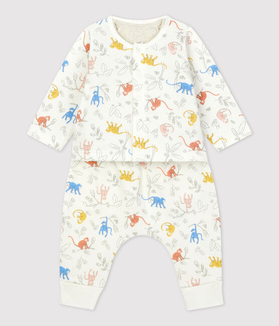 Babies' Organic Monkey Print Tube Knit Clothing - 3-Piece Set MARSHMALLOW white/MULTICO white