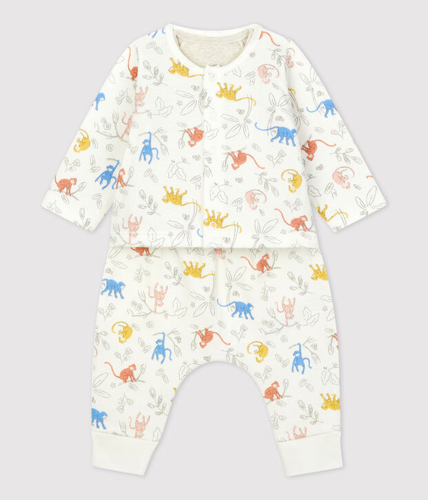 Babies' Organic Monkey Print Tube Knit Clothing - 3-Piece Set white/multicolor