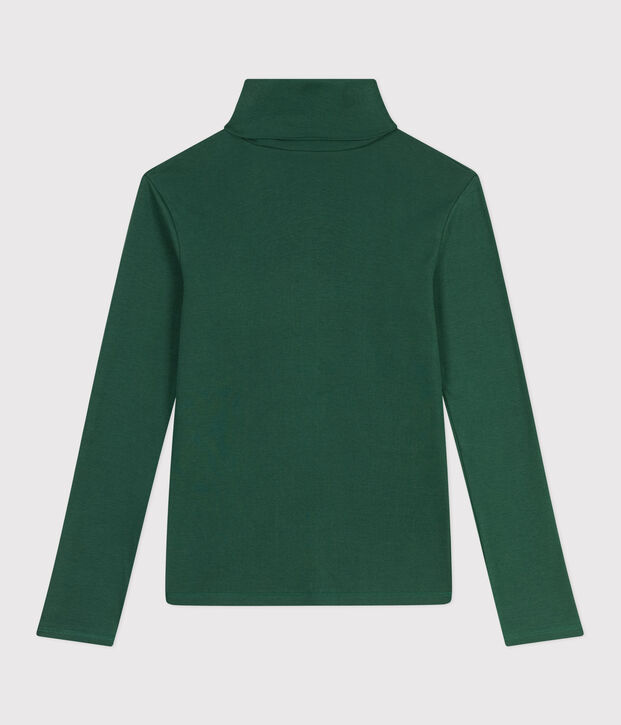 The Iconic cotton polo neck top for women green
