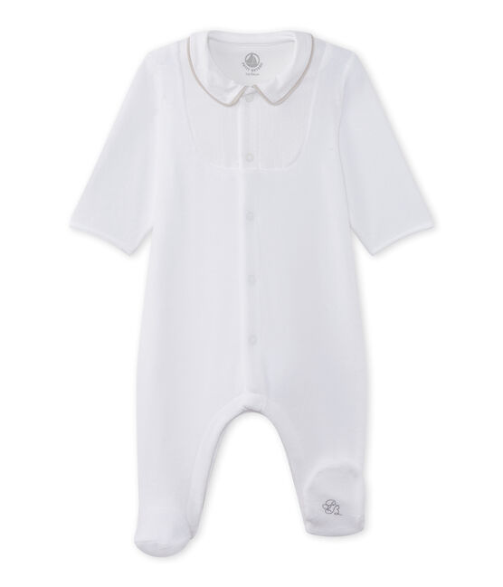 Baby's velour unisex sleepsuit ECUME white