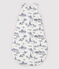 Babies' Rib Knit Toile de Jouy Paris Sleeping Bag MARSHMALLOW white/MEDIEVAL blue