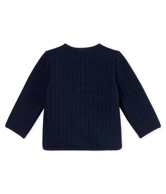 Baby girls' cardigan in quilted tube knit SMOKING blue