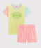 Girls' Ribbed Short Multicolour Striped Pyjamas SUNNY yellow/MULTICO white