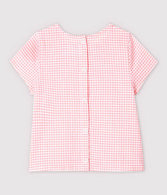 Baby Girls' Short-Sleeved Poplin Blouse MINOIS pink/MARSHMALLOW white
