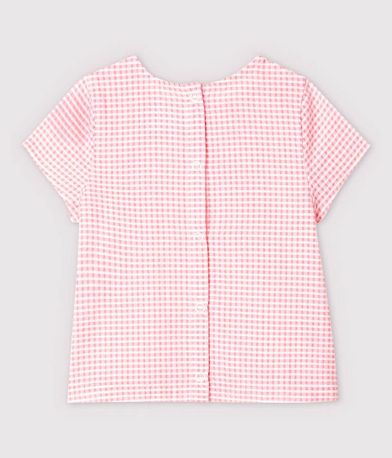Baby Girls' Short-Sleeved Poplin Blouse pink/white
