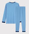 Unisex Pinstriped Ribbed Pyjamas RUISSEAU blue/MARSHMALLOW white