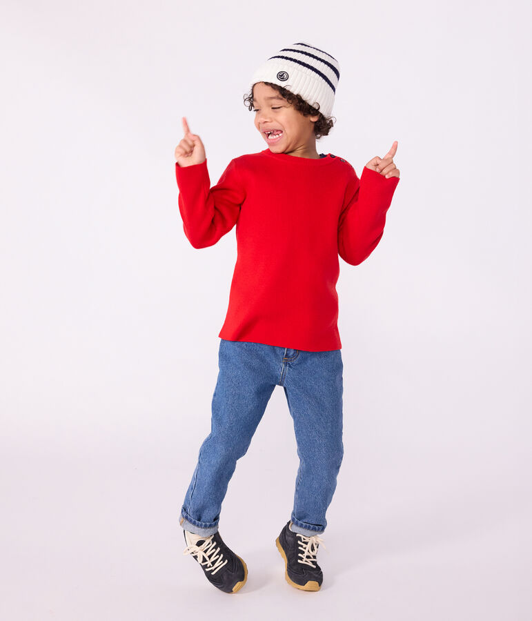 Children's wool and cotton jumper red