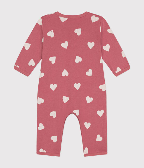 Babies' printed cotton footless pyjama suit ROSEWOOD pink/MARSHMALLOW