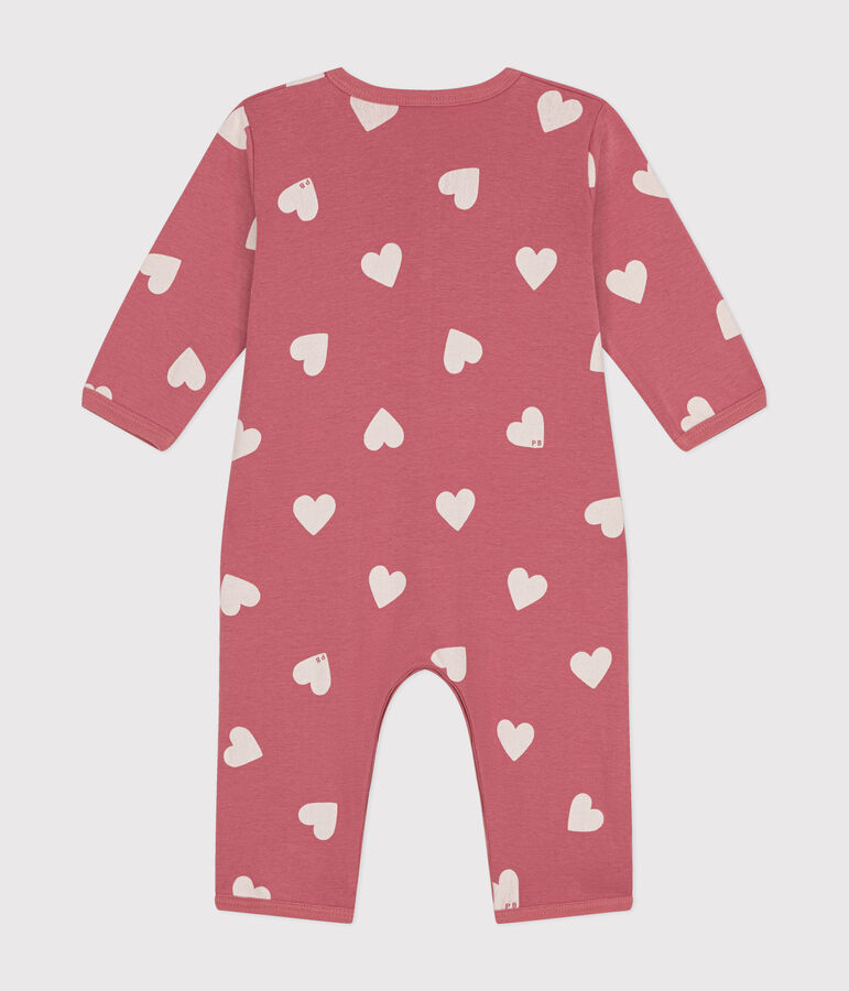 Babies' printed cotton footless pyjama suit pink/white