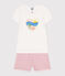 Children's short cotton pyjamas MARSHMALLOW white/CHARME pink