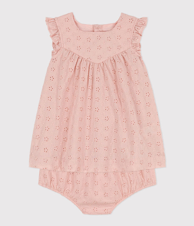 Babies' English embroidery Dress with Bloomers pink