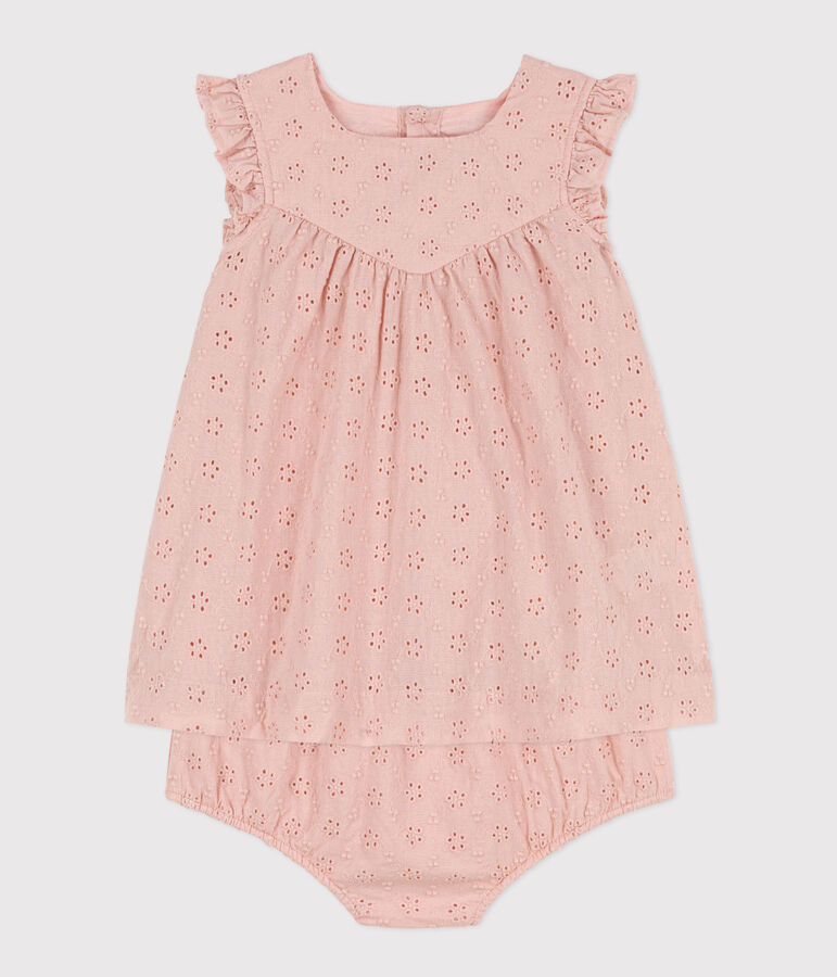 Babies' English embroidery Dress with Bloomers pink