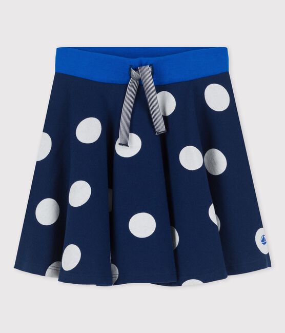 Girl's Cotton Skirt MEDIEVAL blue/MARSHMALLOW white