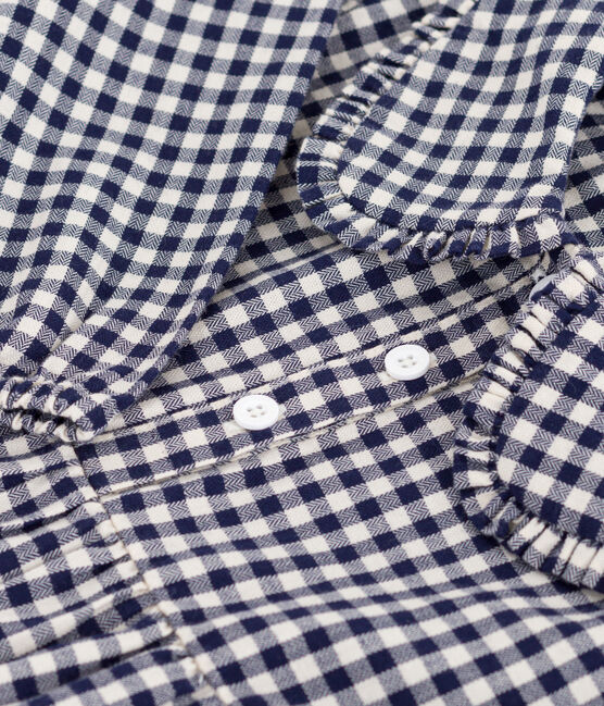 Children's long-sleeved checked flannel dress SOIR blue/MILK