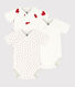Babies' heart patterned short-sleeved wrapover cotton bodysuits - 3-Pack