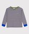 Children's long-sleeved stripy cotton T-shirt SOIR blue/MILK
