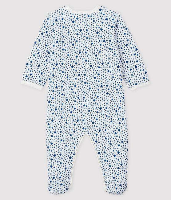 Babies' Blue Star Print Tube Knit Sleepsuit MARSHMALLOW white/MULTICO white
