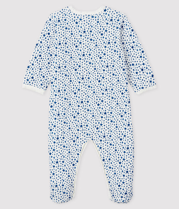 Babies' Blue Star Print Tube Knit Sleepsuit white/multicolor