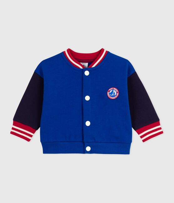 Babies' varsity-style cotton jacket in two colours OLYMPIC blue/SOIR