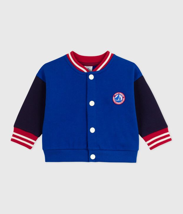 Babies' varsity-style cotton jacket in two colours blue/blue