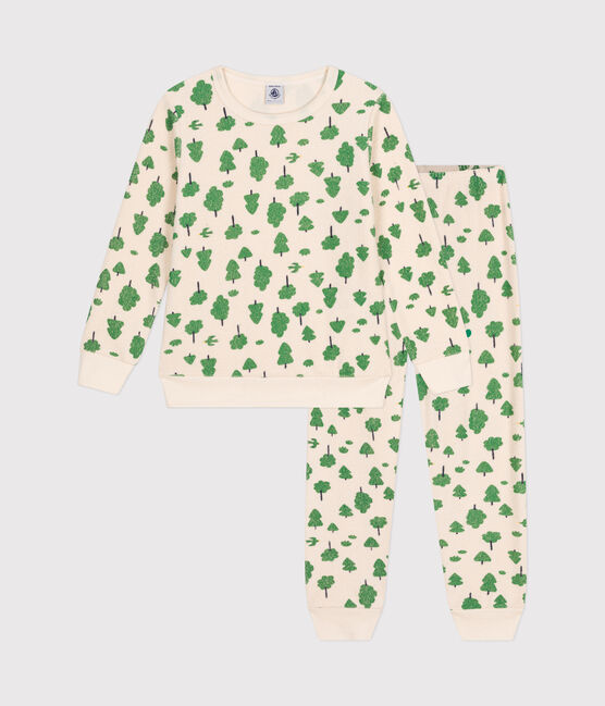 Children's tree print brushed terry towelling pyjamas AVALANCHE white/MULTICO