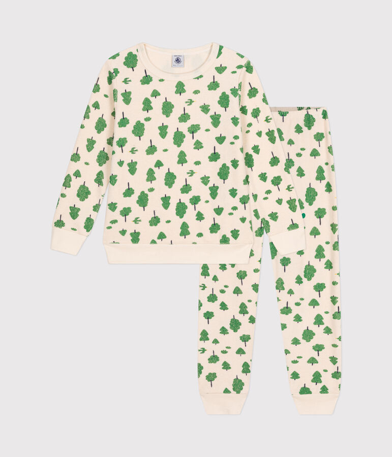 Children's tree print brushed terry towelling pyjamas Ecru/multicolor