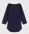Babies' Long-Sleeved Cotton Bodysuit With Polo Shirt Collar SMOKING blue