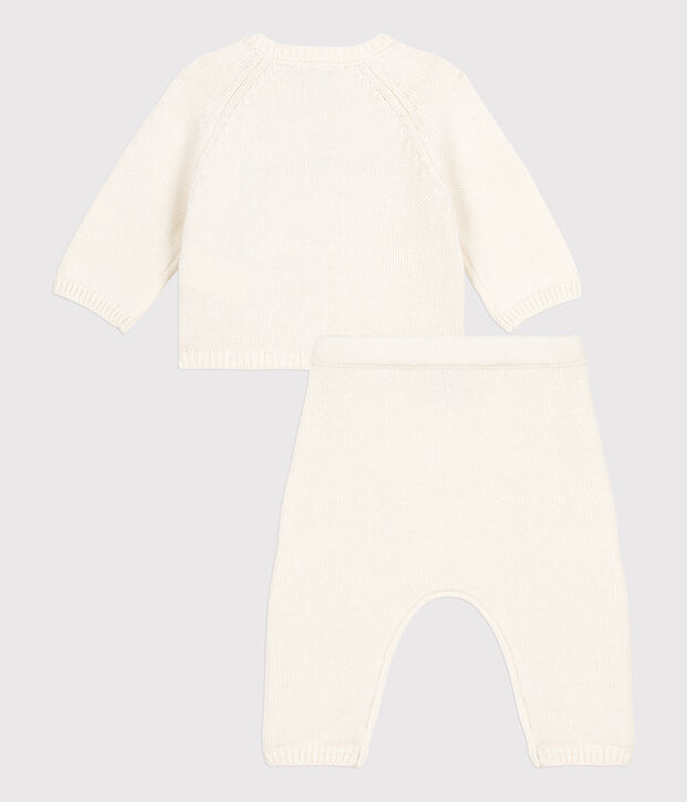 Babies' Wool/Cotton Knit Clothing - 2-Piece Set white