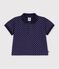 Babies' short-sleeved cotton polo shirt printed with boats blue/white