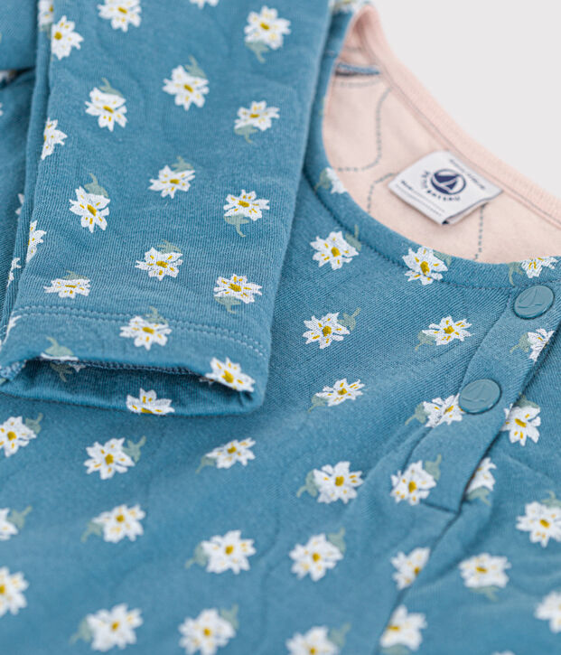 Girls' long-sleeved floral tube knit dress blue/multicolor