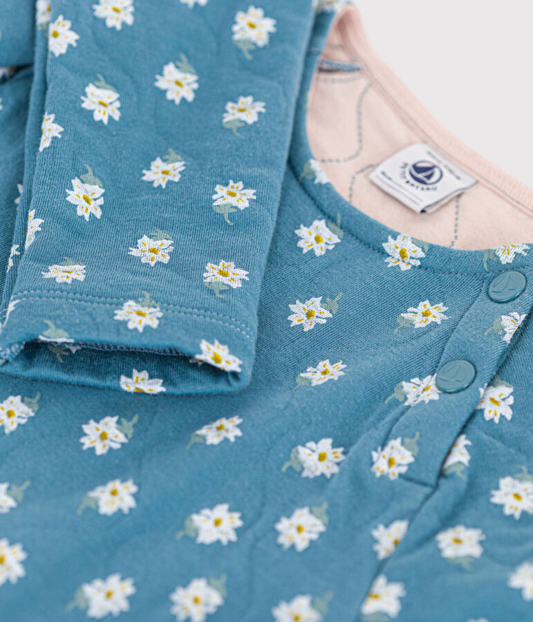 Girls' long-sleeved floral tube knit dress blue/multicolor