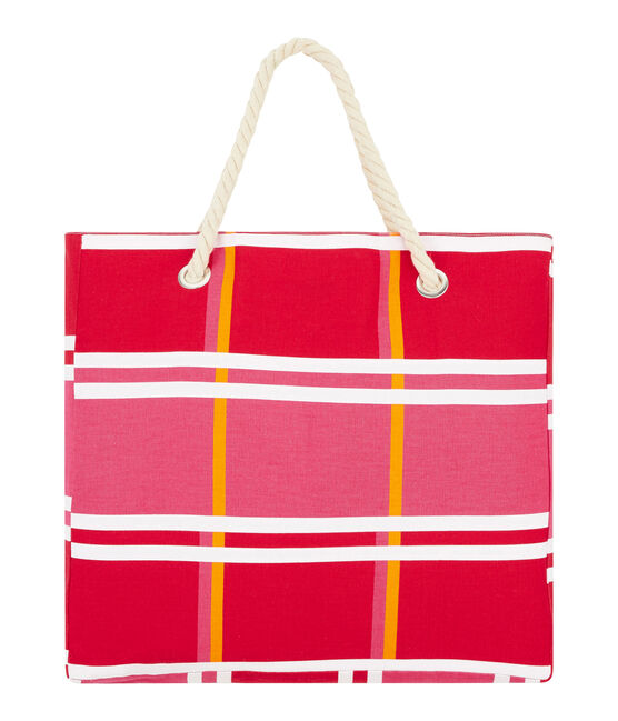 Beach bag GEISHA pink/MULTICO white