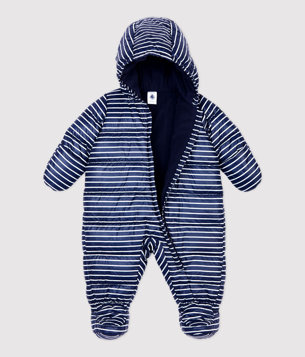 Babies' Striped Snowsuit blue/white