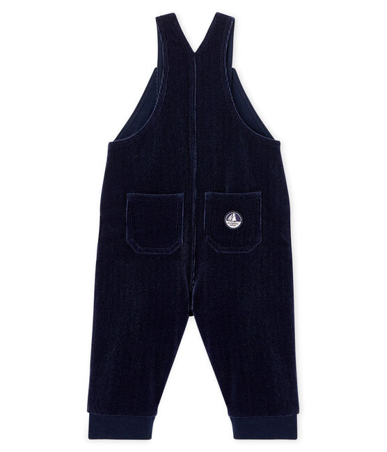 Baby Boys' Long Dungarees in Ribbed Velour Knit SMOKING blue