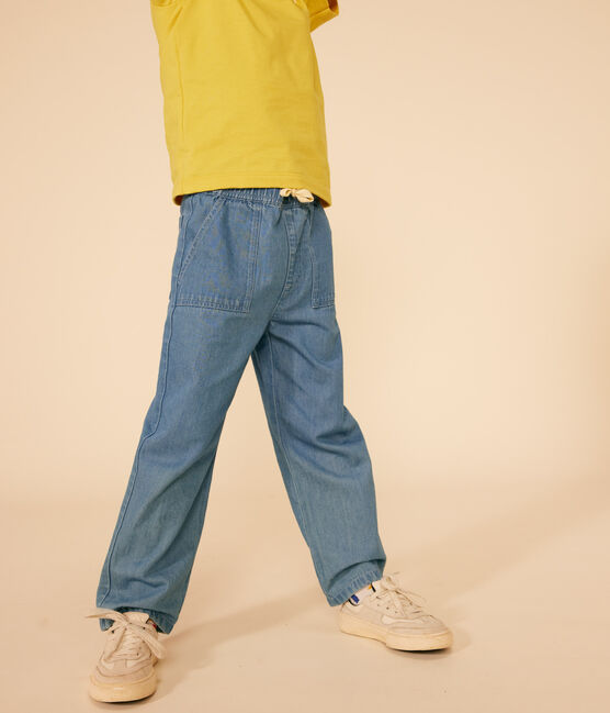 Boys' Straight Light Denim Trousers DENIM CLAIR blue
