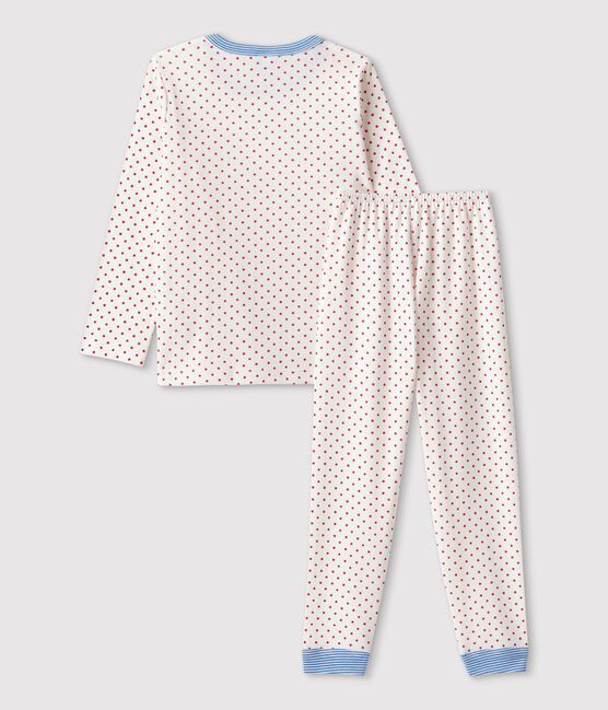 Unisex Patterned Organic Cotton Pyjamas MARSHMALLOW white/PEPS red