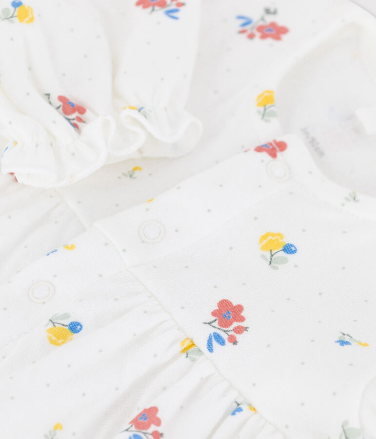 Babies' Organic Tube Knit Floral Print Dress white/multicolor