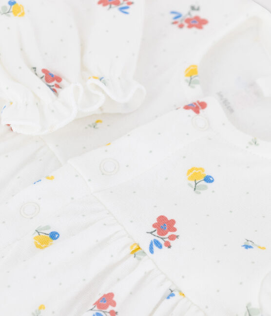 Babies' Organic Tube Knit Floral Print Dress MARSHMALLOW white/MULTICO white